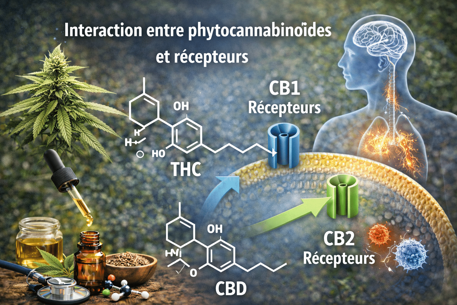 Interaction between phytocannabinoids and receptors