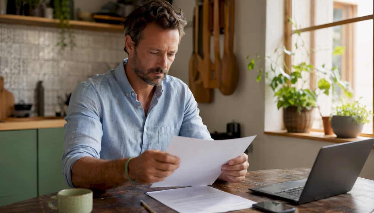 A man is consulting official documents concerning CBD legislation.
