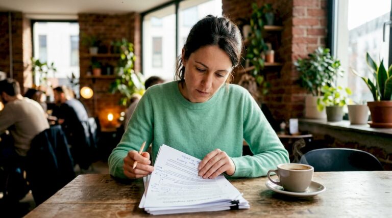 A woman is reviewing the new European regulations on CBD scheduled for 2026.