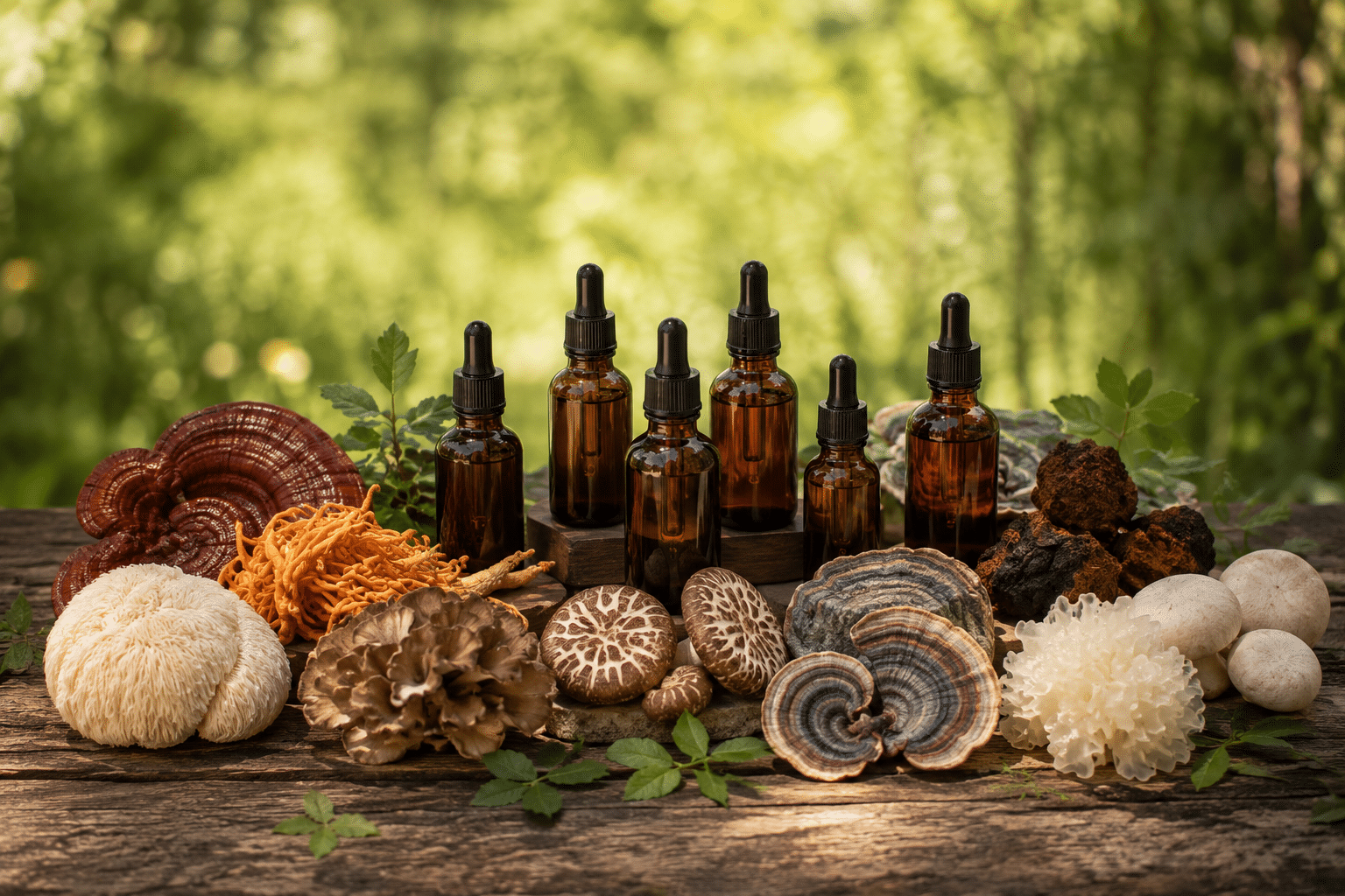 Discover the adaptogenic mushrooms Nutera Reishi, Lion's Mane, Cordyceps, Chaga, Tremella, Shiitake, Maitake and 3-in-1 or 4-in-1 blends.