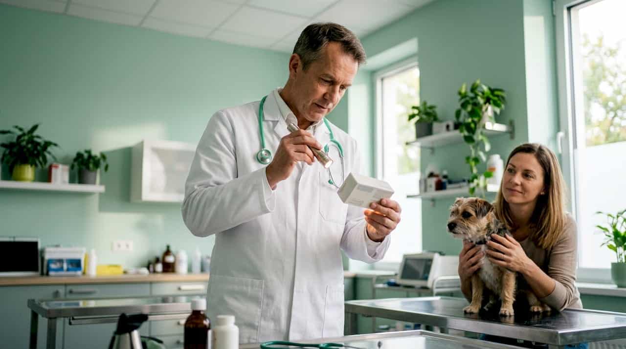 Un vétérinaire analyse des traitements à base de CBD destinés aux animaux de compagnie.