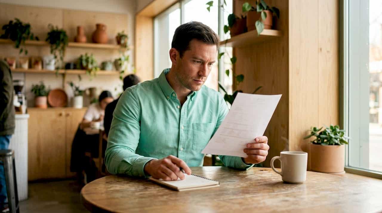 A CBD specialist carefully analyzes a laboratory report to verify the quality of the product.