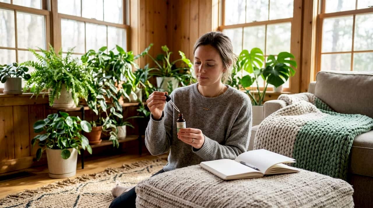 A person dosing their CBD oil