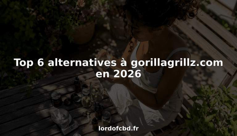 Une personne observe attentivement des produits à base de CBD posés sur la table, en prenant le temps de les examiner avant de faire son choix.