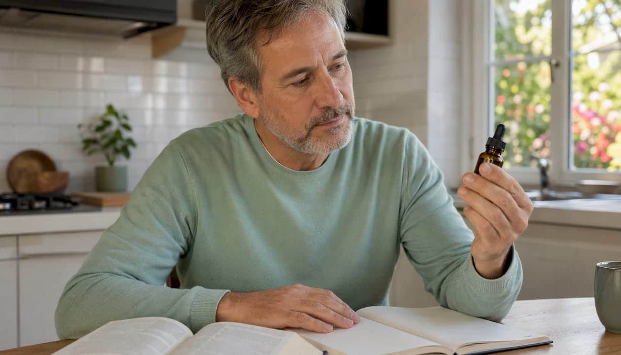 A man examines the differences between CBD and conventional anxiety treatments.