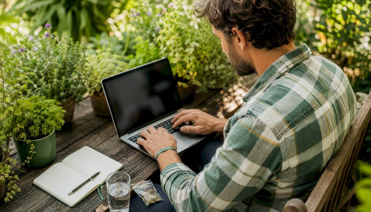 A man buys CBD online
