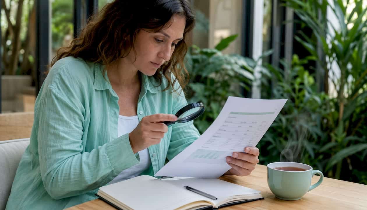 A specialist studying the laboratory analysis report (COA).