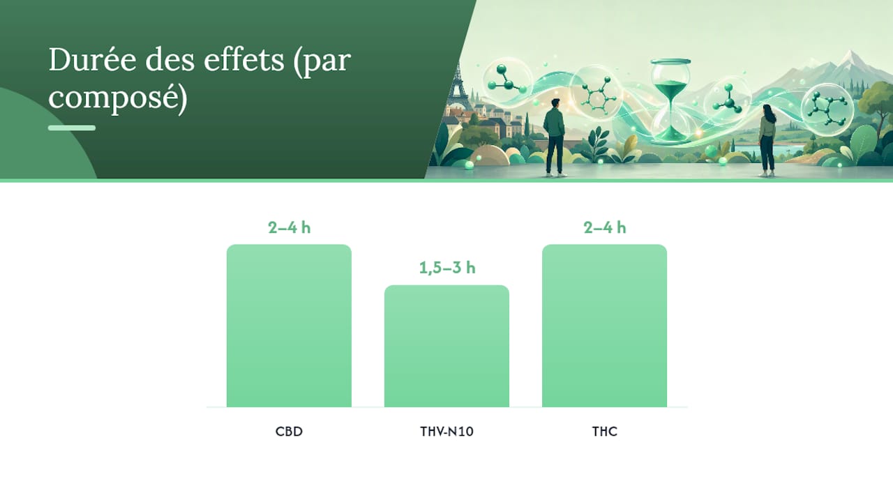 What effects can be expected from THV-N10? Potency, duration, and tolerance — overview diagram