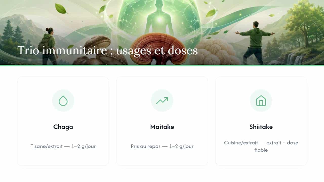 Comparaison des trois champignons boosteurs d'immunité