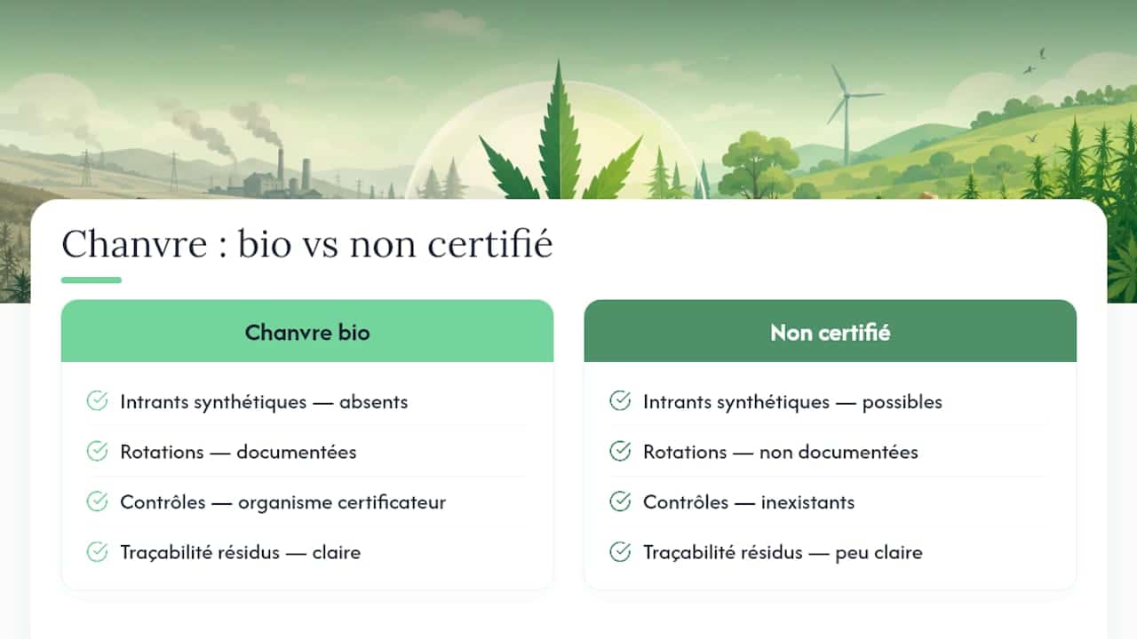 Comparaison entre chanvre bio et non certifié