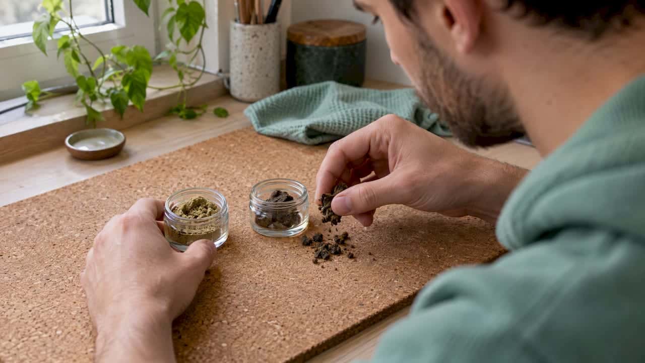 Comparaison visuelle entre le pollen et la résine de CBD