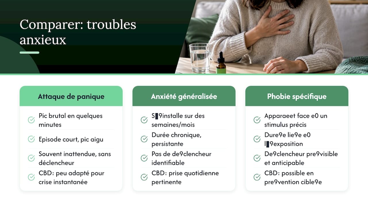 Comparison between panic, generalized anxiety, and phobia