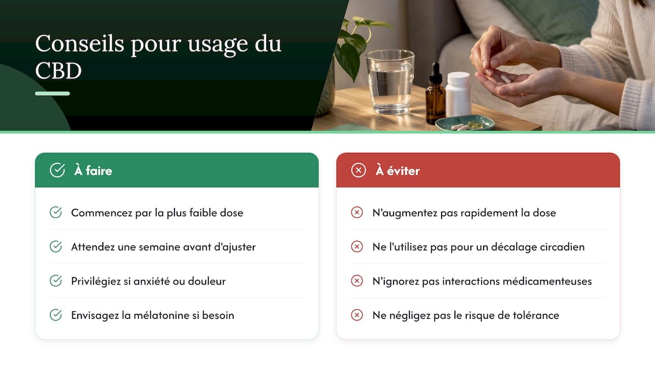 Comment le CBD agit sur le sommeil : preuves, dose-effet et limites — overview diagram