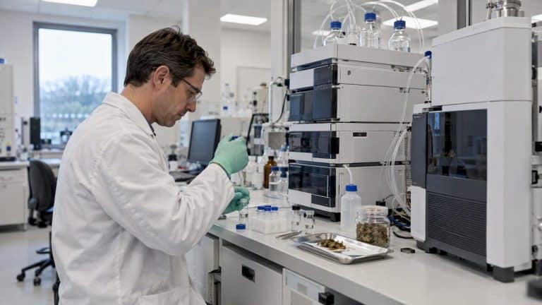 Technicien en train de préparer une analyse THC du chanvre